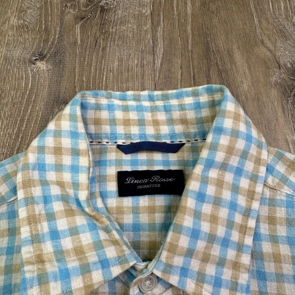 Linea Rossa Shirt Mens Size M Medium Long Sleeve Button Up Linen Cotton Blend